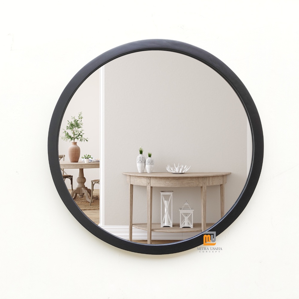 Pigura Bulat Diameter 60cm - Pigura Tipe 225 - Cermin Bulat Kayu - Cermin Dekorasi - Cermin minimali