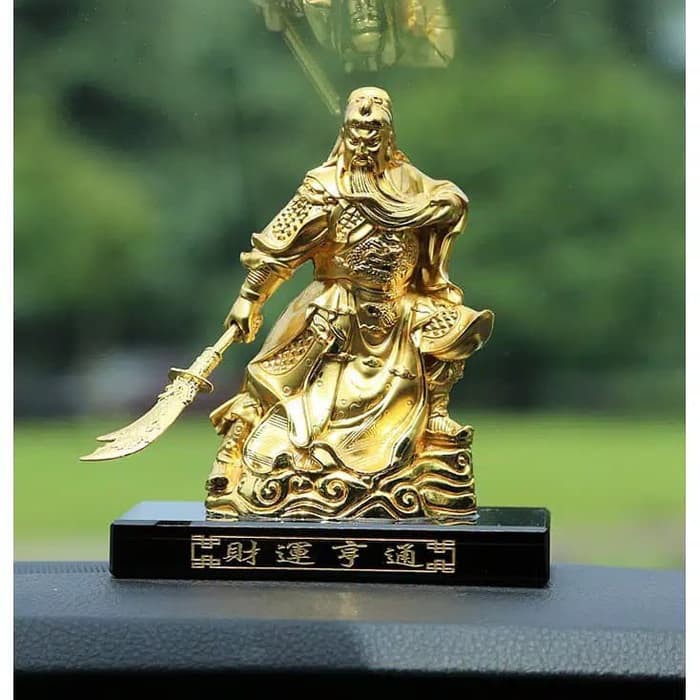 Patung Dewa Kwan Kong Warna GOLD Limited /Pajangan Tempat Parfum MobiL