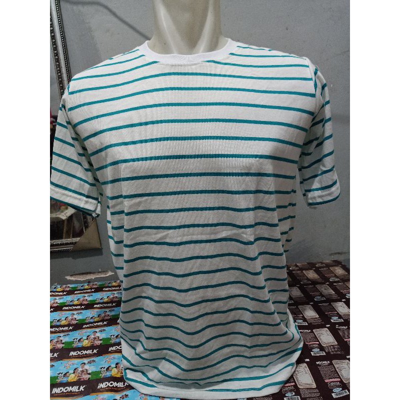 Kaos stripe putih tosca kecil size S-5XL