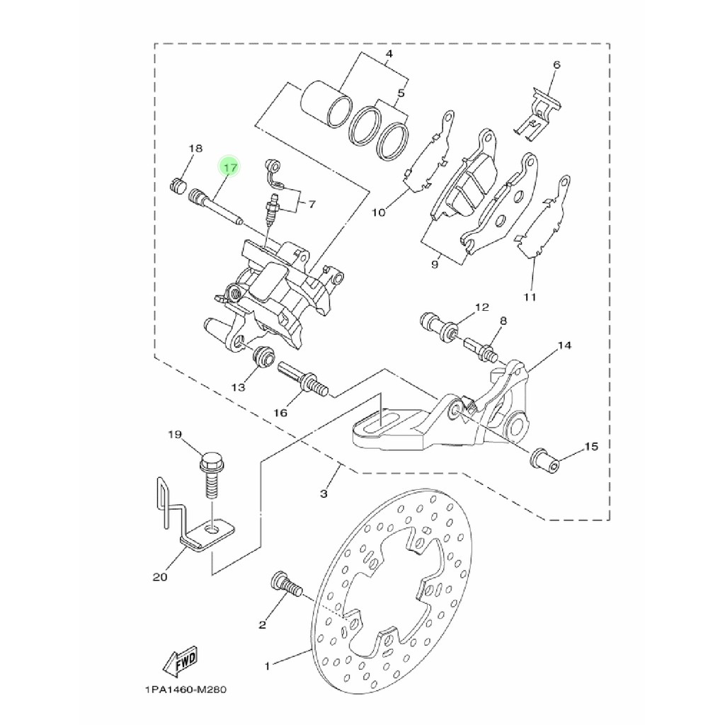 BAUT PIN HANGER PEN TAHANAN KAMPAS KALIPER BELAKANG JUPITER MX 135 NJMX MX KING ORI 50C-F5933-00