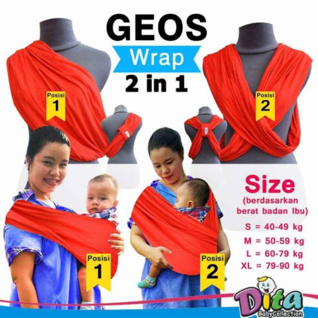 BISA TUKAR SIZE GEOS Wrap 2in1 Polos geos Kaos gendongan Wrap instan BABY WRAP SIMPEL GENDONGAN BAYI