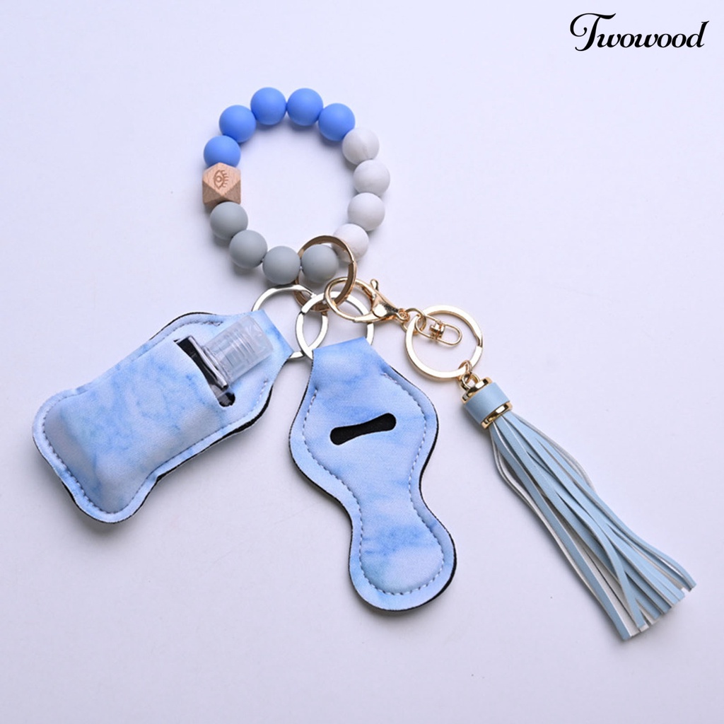 4pcs / Set Gelang Gantungan Kunci Manik-Manik Botol Lipstik Rumbai Bahan Silikon Tahan Air Untuk Pantai