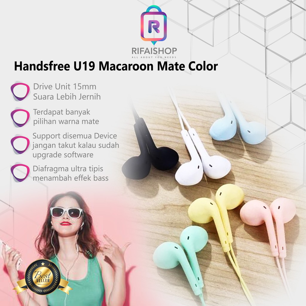 Headset / Handsfree U19 Macaroon Mate Color Hifi Extra Bass hanset