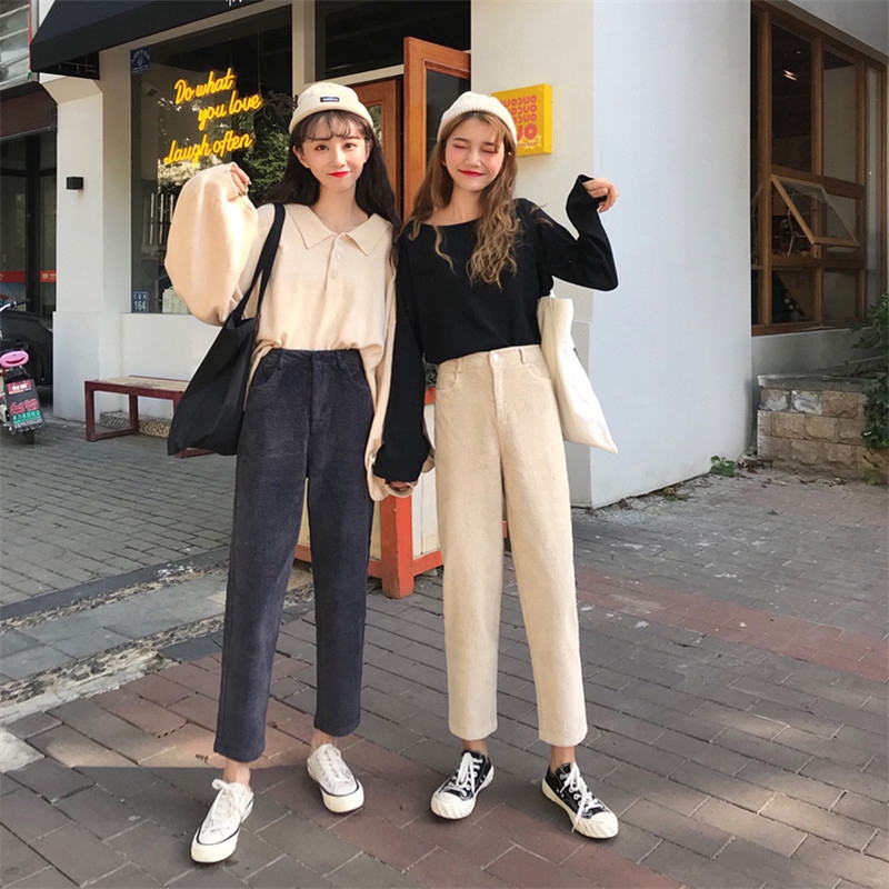 Celana Panjang Slim Model High Waist Lurus Warna Polos Celana Panjang Slim Model High Waist Lurus Warna Polos