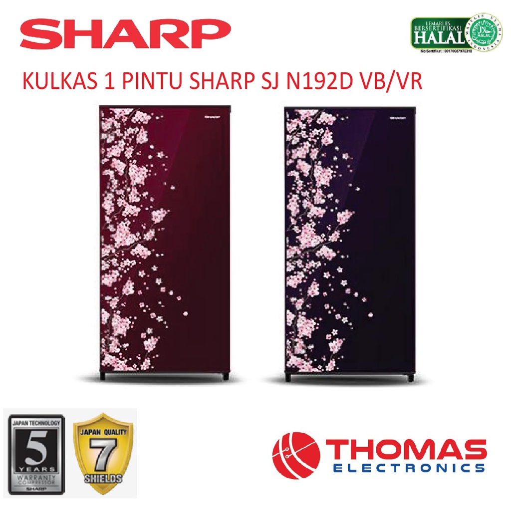 Kulkas 1 Pintu Sharp SJ N 192D VB VR Kulkas Satu Pintu 184 Liter SJN92D VB VR GARANSI RESMI
