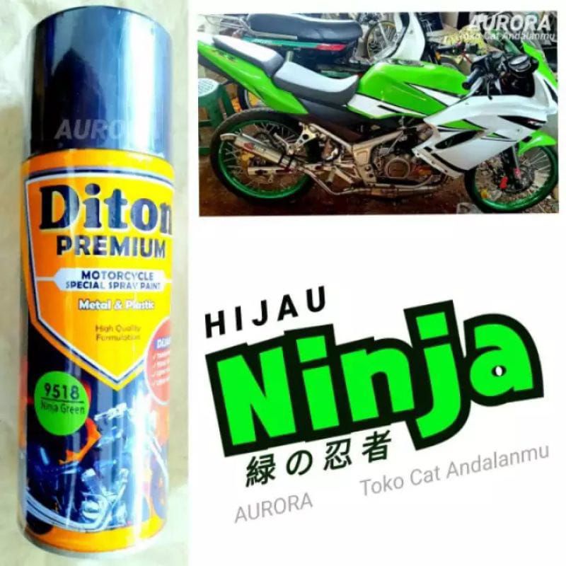 Pilok Pylox Cat Semprot Diton Premium Ninja Green 9518 400cc Solid Mengkilap Hijau Ninja 400ml