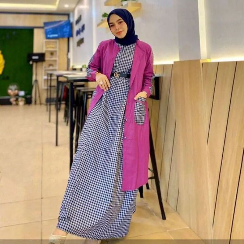 DRESS MUSLIM, baju wanita, baju gamis, dress, gamis, Baju gamis, fashion wanita, Ahza Set Dress Outer