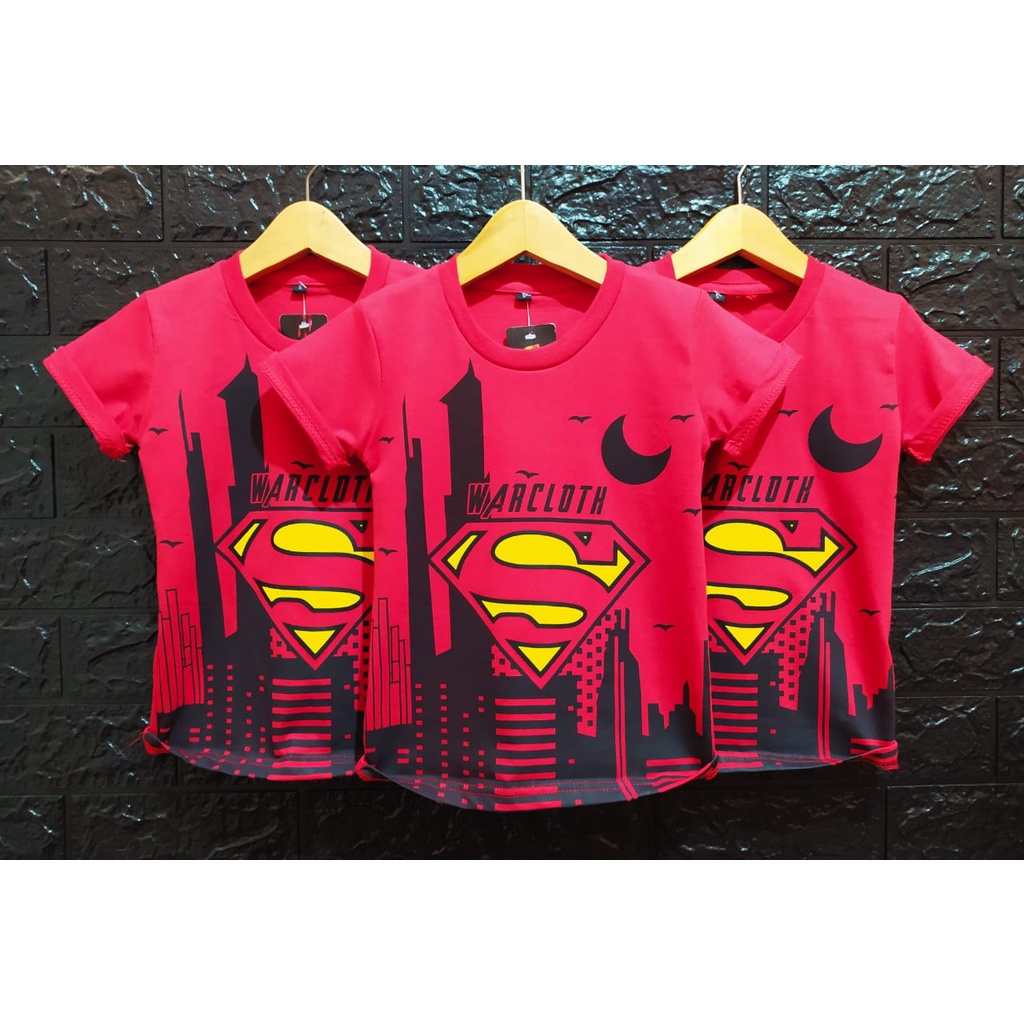 Kaos Anak Laki Laki Superman Merah Bahan Adem Kualitas Distro