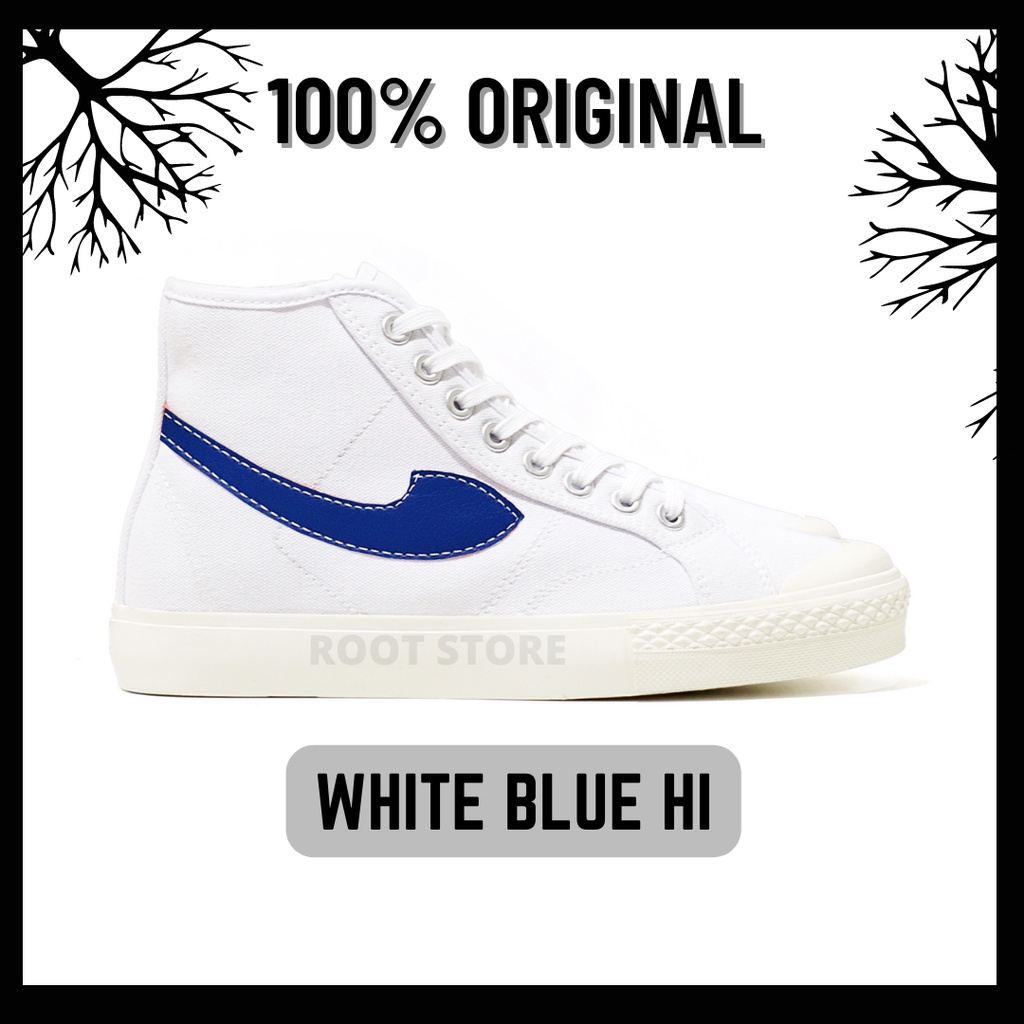 100% Original Sepatu Lokal Casual White Blue Hi | Not Compass Gazelle Putih Biru High