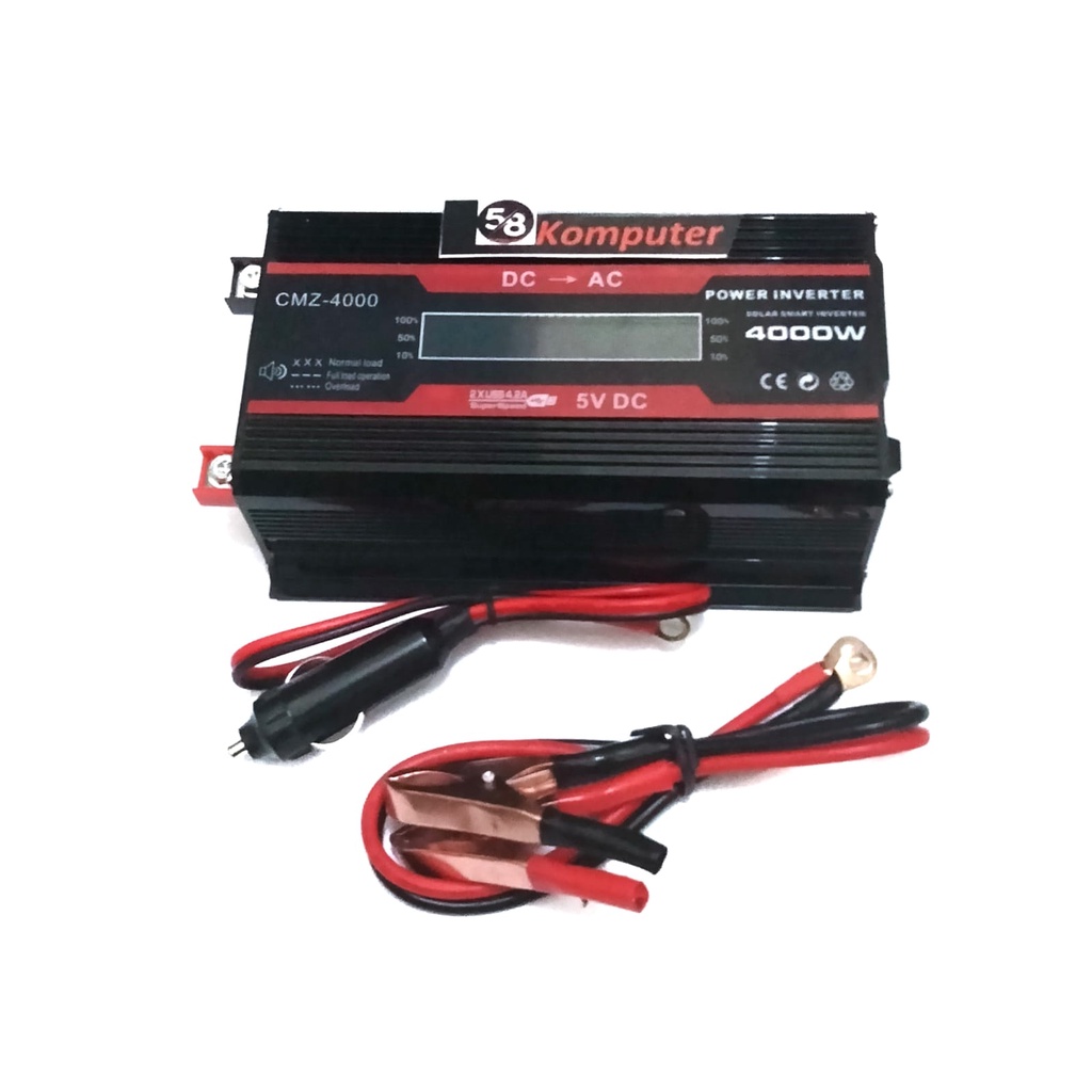 Power Inverter Mobil 4000W Mengubah arus DC ke AC DC 12V/24V to AC 220V 4000W - CMZ-4000 2 USB Port LED