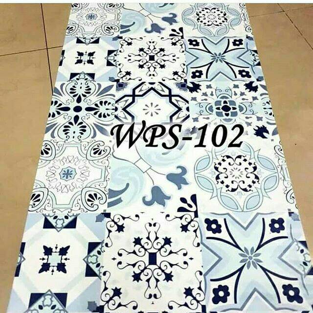 Wallpaper tegel kunci biru / walpaper murah  / sticker dinding tegel kunci biru / stiker dinding
