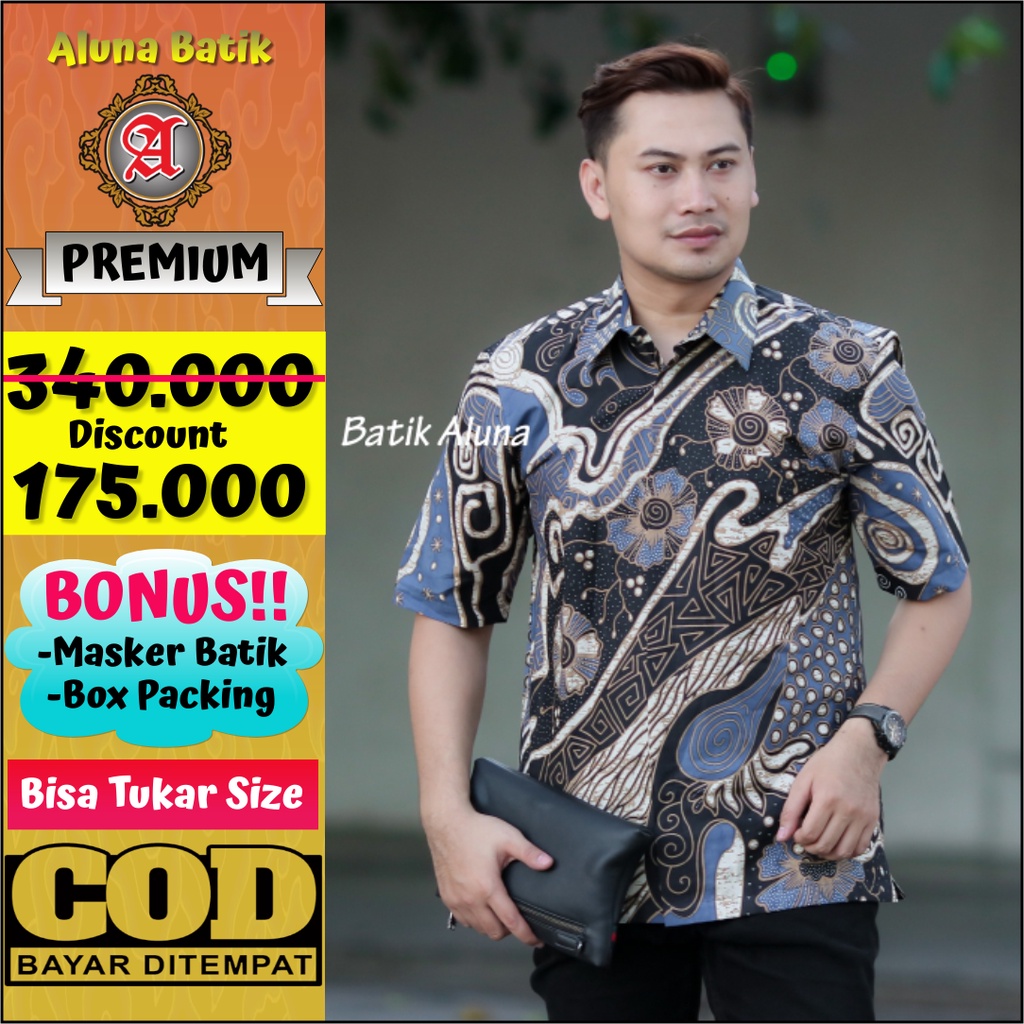 Baju Batik Pria Pendek Modern Produksi BatikAluna Sragen PD 022