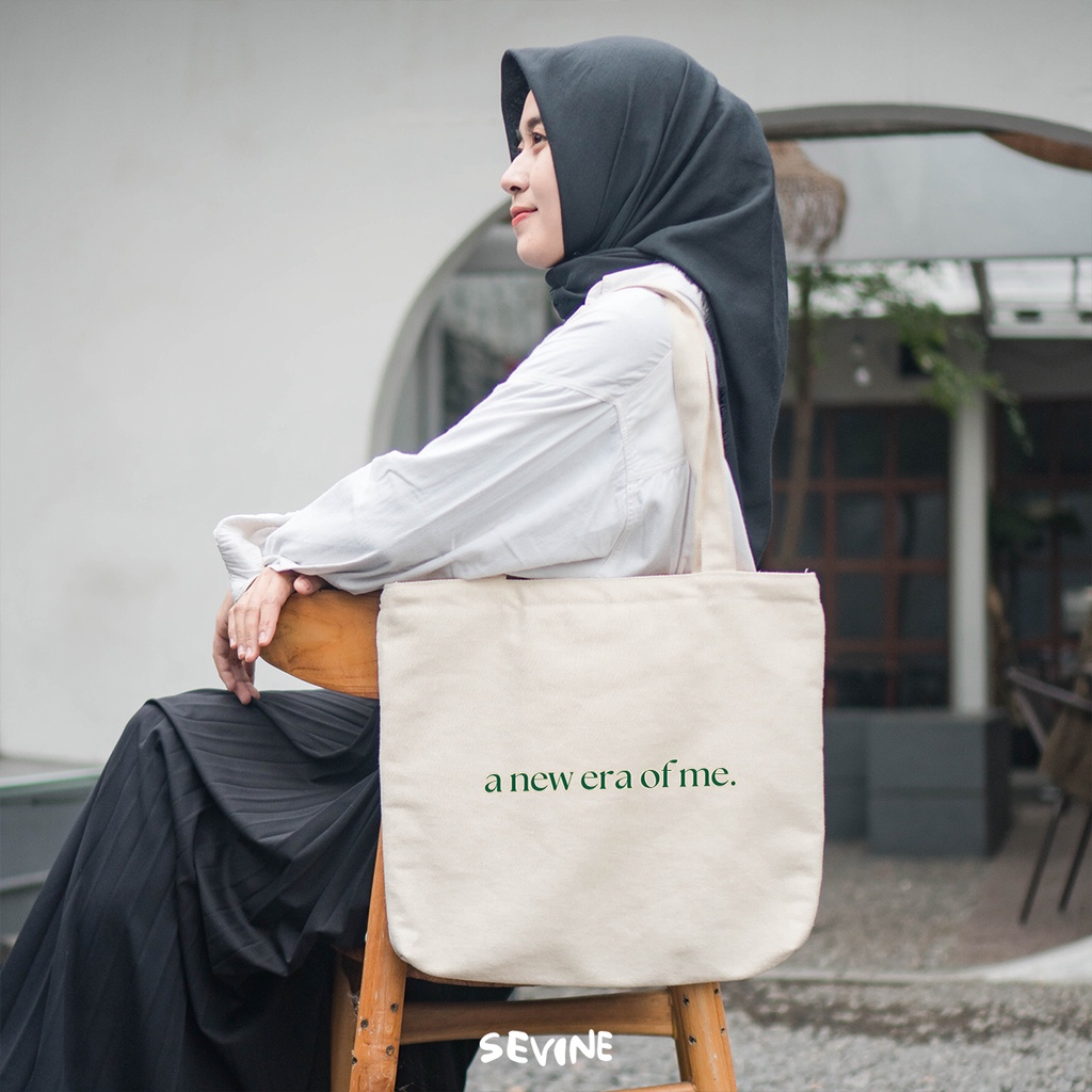 Sevine Tote Bag Kanvas Emily Resleting Kantong Tas Laptop Wanita Kuliah Sekolah Totebag Kerja Quotes Self Affirmation Vintage Aesthetic - VG