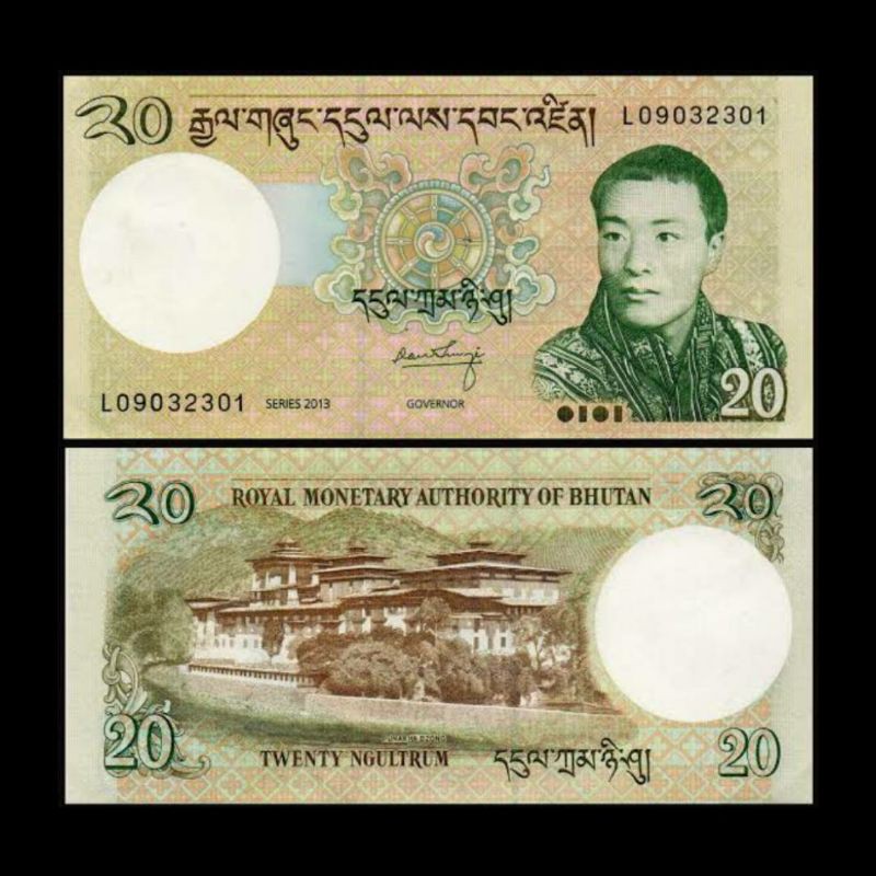 UANG BHUTAN 20 NGULTRUM 2013 UNC KING JIGME DORJI WANGCHUK