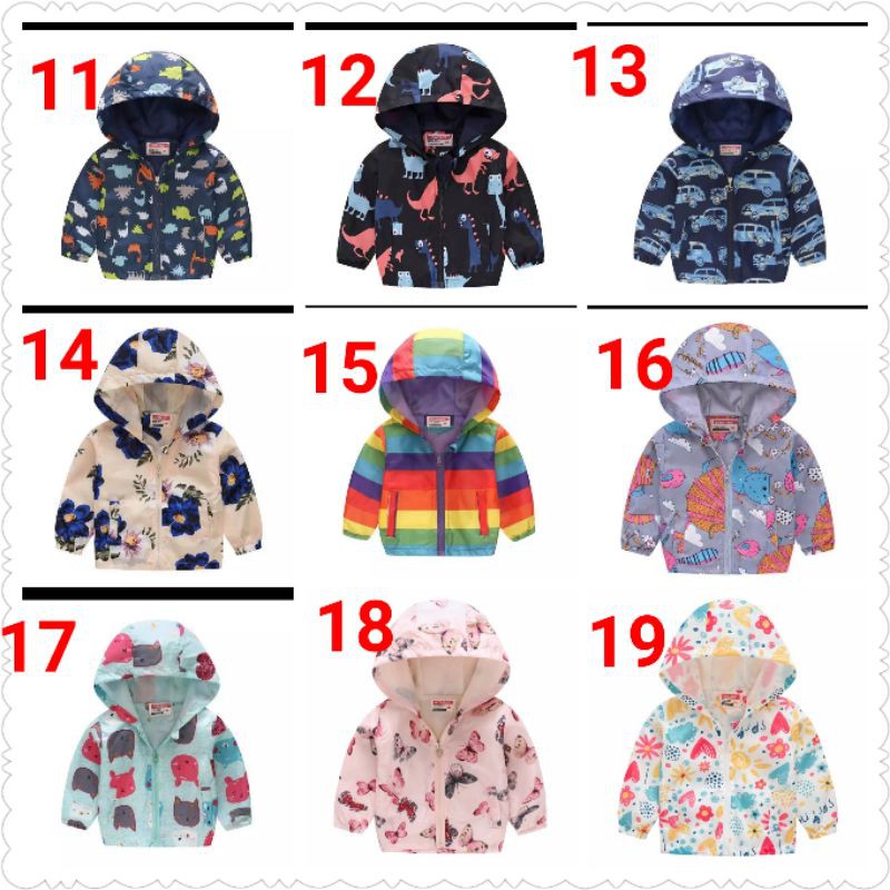 Jacket parasut anak anti air waterproof jaket anak cewe cowo karakter