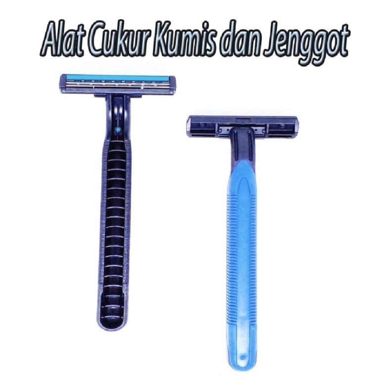 Alat Cukur Kumis dan Jenggot Biru 2 Mata Pisau / Silet Cukuran / Alat Kerik Potong Bulu Kemaluan