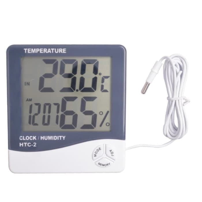 Hygrometer Thermometer HTC-2 Digital LCD Ruangan jam digital