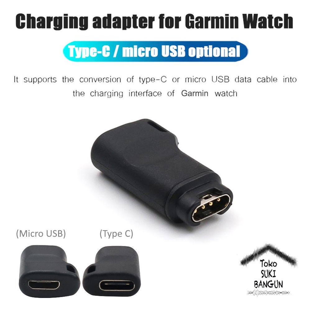 Converter Charger Micro USB Type-C Garmin Fenix Forerunner Venu Quatix Approach Instinct