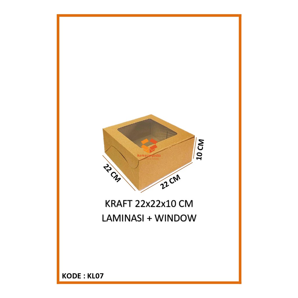

Kotak Kraft Laminasi 22x22x10 Cm - Box Boks Kemasan Dus Roti Hamper Hampers Cake Kue Tart