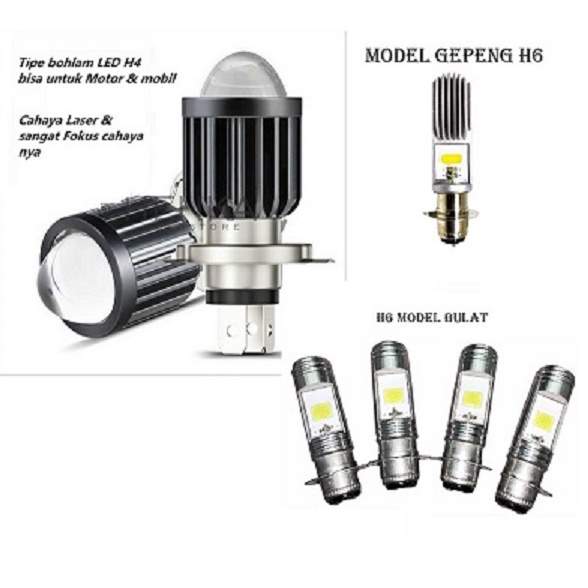 * Lampu LED H4 & H6 Halogen Lampu LED motor MATIC BEBEK lampu led H6 putih  dan H4 laser putih dan k