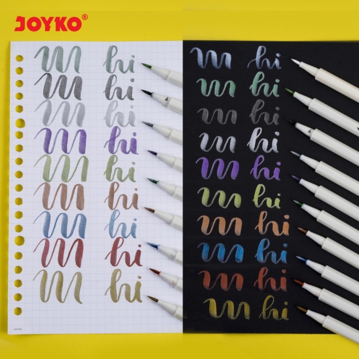 

kaligrafi-perlengkapan- joyko 10 color brush pen metallic / pena kuas warna clp-21 -perlengkapan-