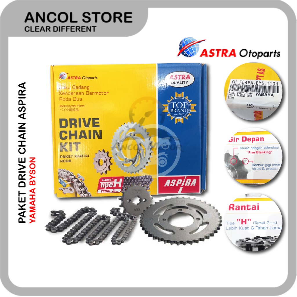 Aspira GearSet Byson Drive Chain Rantai Roda Gir Depan Gear Belakang