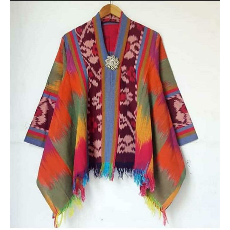 atasan tenun motif mawar pelangi original tenun L1