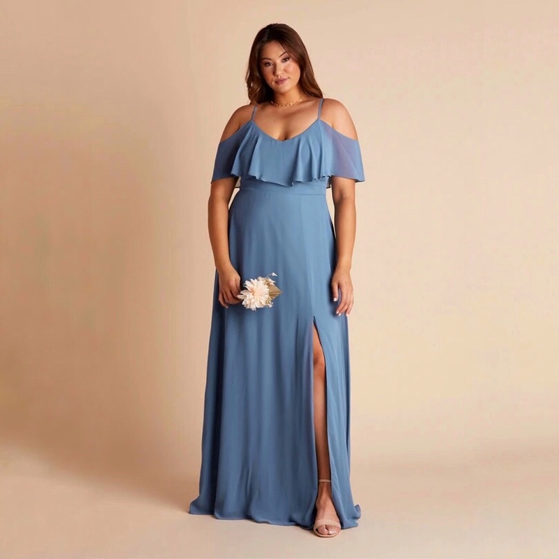 TISHA GOWN - Gaun pesta wanita maxi A line gown dress bridesmaid sabrina tanktop off shoulder slit b
