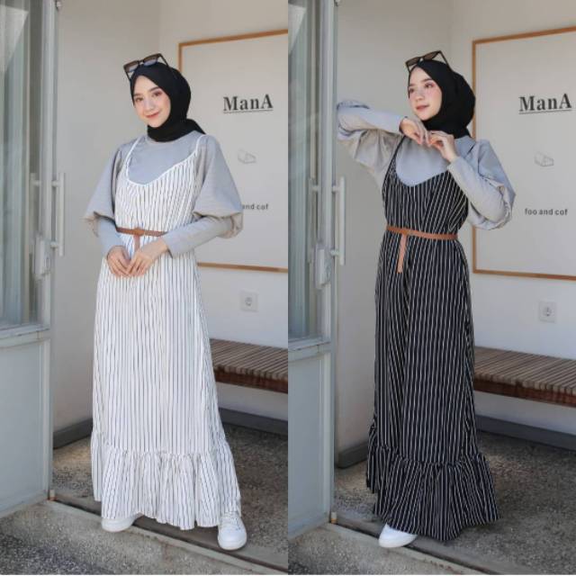 Simply overall long skirt/rok tali wanita/rok panjang hijabers cewek/rok kodok remaja wanita