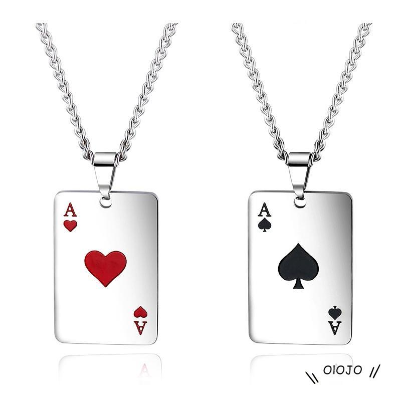 Korea Fashion Poker Kalung Bentuk Hati Kalung Pasangan Wanita Pria Perhiasan Aksesoris - ol