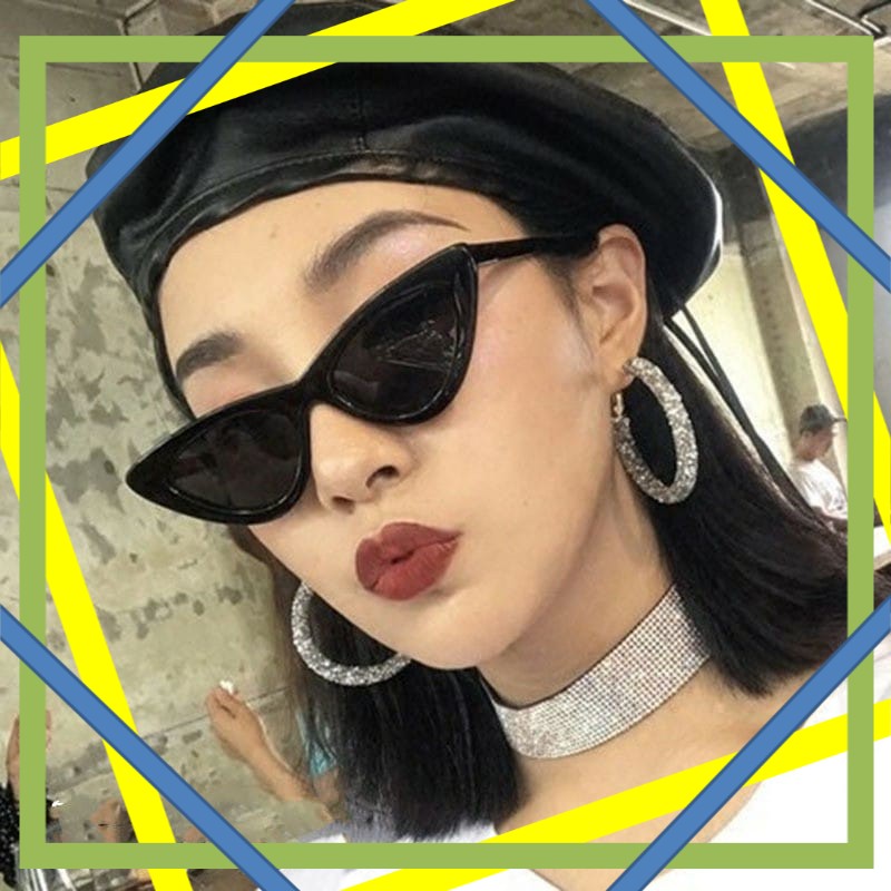 Korean Fashion Segitiga Mata Kucing Kacamata Hitam Wanita/Pria Sunglasses