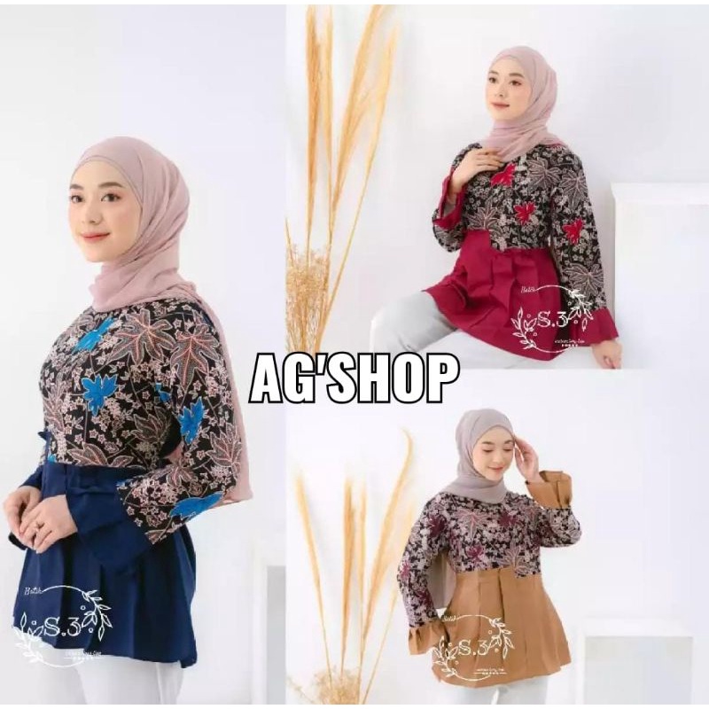 PROMO NEW PRODUK Atasan Batik Wanita Modern 2021 Blus Batik Wanita Kombinasi Terbaru Asli Pekalongan Bisa COD