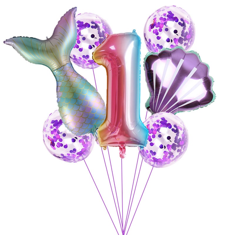 [ 1 set child mermaid digital cartoon balloons decoration For Festivel Birthday Wedding Party Supplies ]