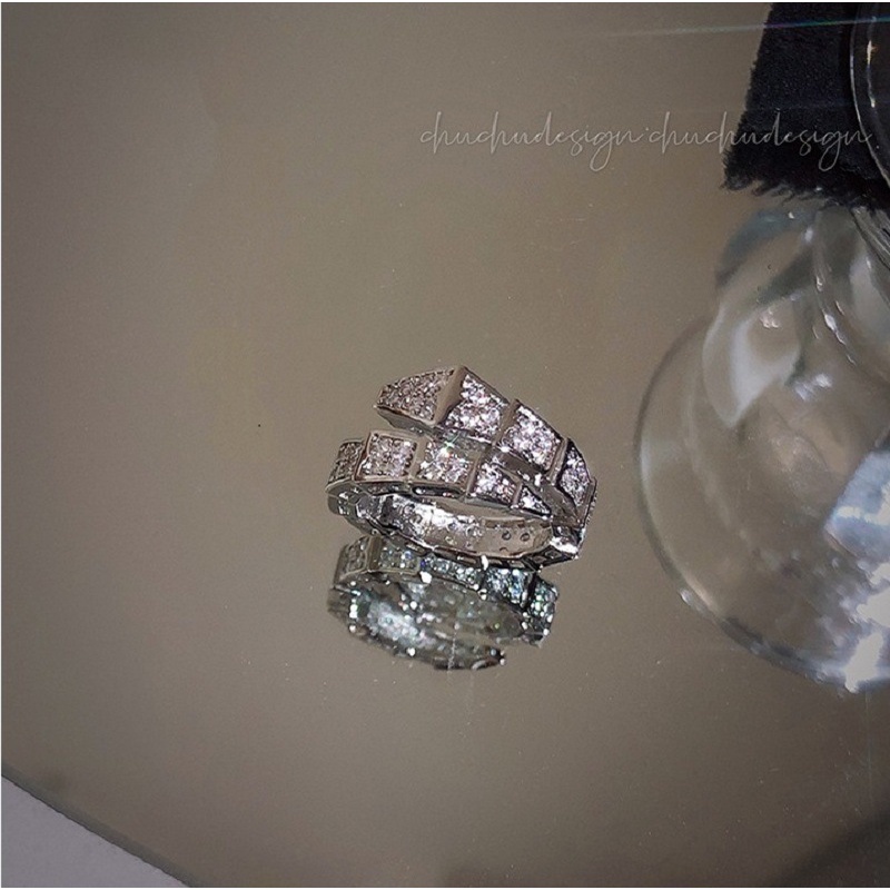 Serpentine Cincin Motif Kulit Ular Hias Berlian Imitasi Ala Harajuku Untuk Wanita