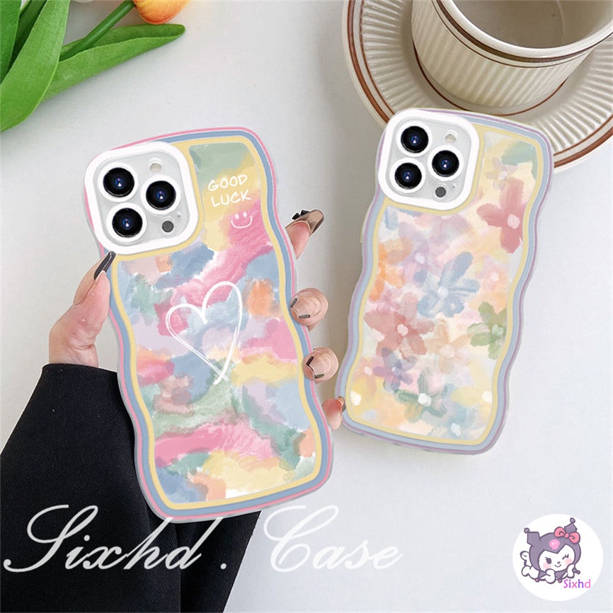 Compatible For iPhone 14 13 12 11 Pro Max SE2020 X XR Xs Max 7 8 6 6s Plus CaseFashion Retro Flower Wave Pattern Phone Case Soft Cover
