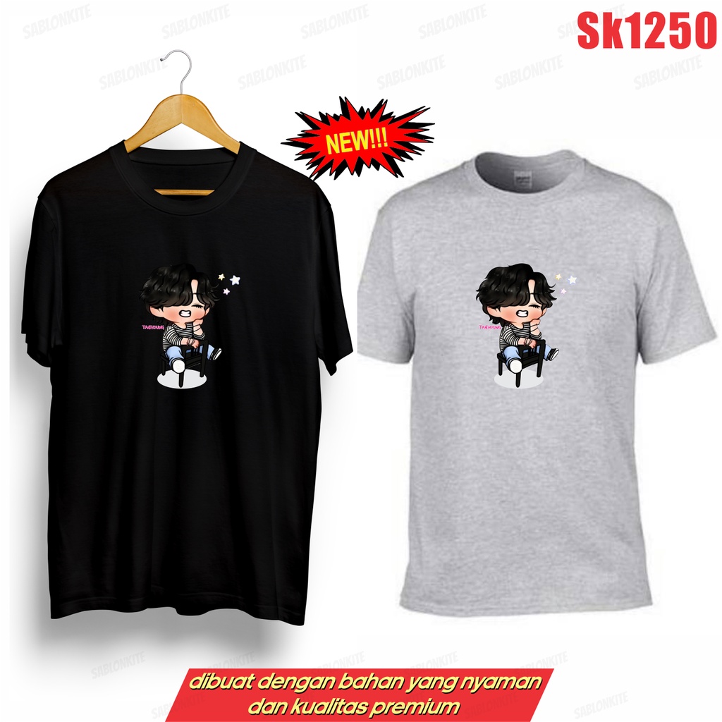 MURAH!!! KAOS KPOP TAEHYUNG V CARTOON SK1250 UNISEX ADA KAOS ANAK