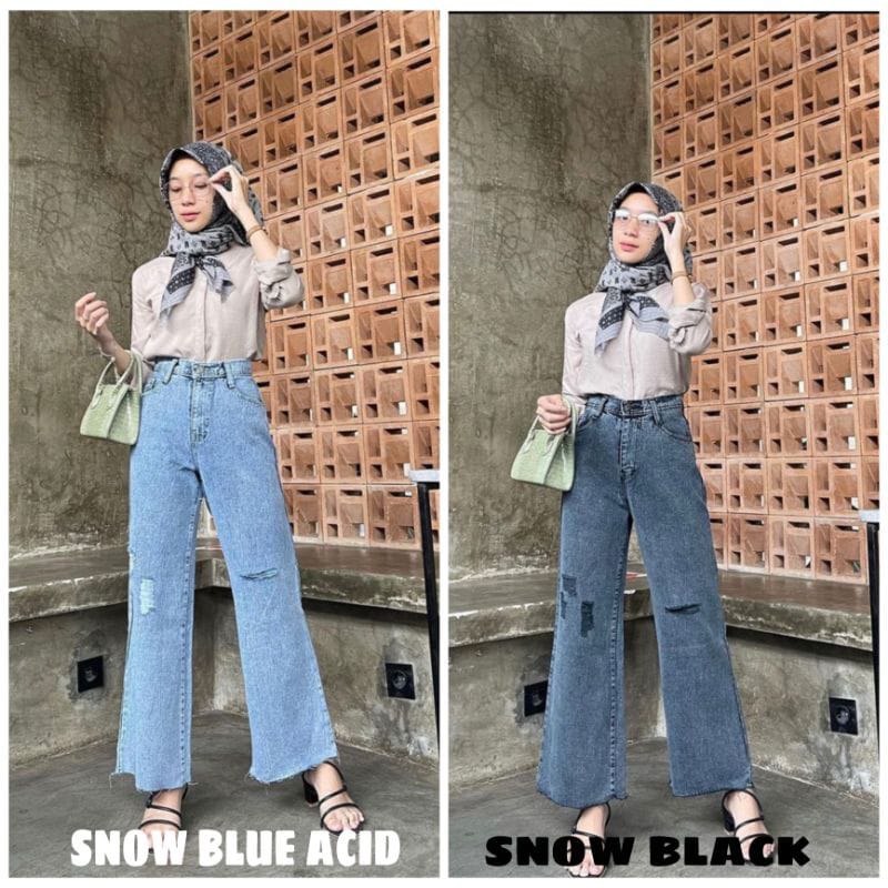 MAGCUN- Celana Highwaist Kulot Jeans Lally - Celana Panjang Jeans Wanita-  BF Kulot Jeans Lally