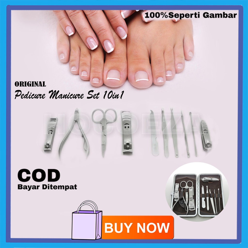 ALAT PERAWATAN KUKU TANGAN DAN KAKI MANIPEDI MANICURE PEDICURE DOMPET SET 10 IN 1 GUNTING KUKU VA228