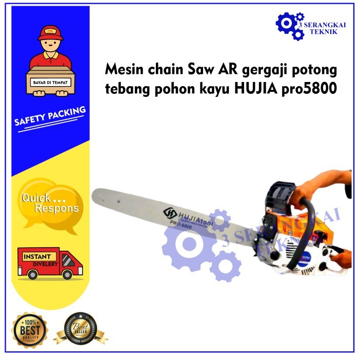 Chainsaw gergaji potong kayu 2 tak 58 cc hujia pro 5800 - hujia pro