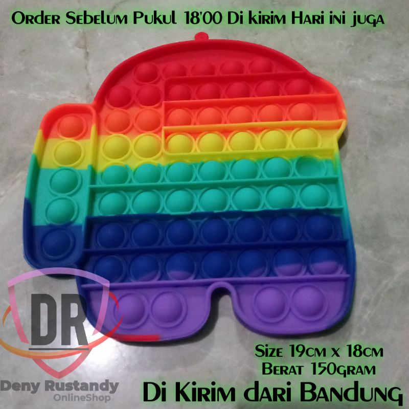 Mainan Pop It rainbow fidget Push Warna Warni Stress Relieve Toys Jumbo 20cm-5
