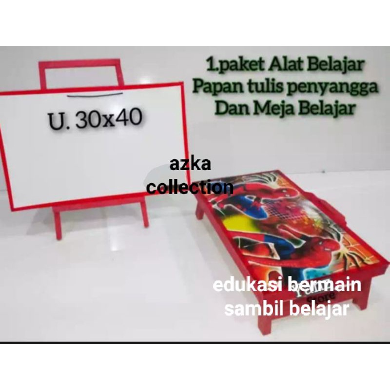 SET BELAJAR ANAK MEJA LIPAT PAPAN TULIS DAN PENYANGGA-meja papan tulis dan penyangga kayu ukuran 30x40