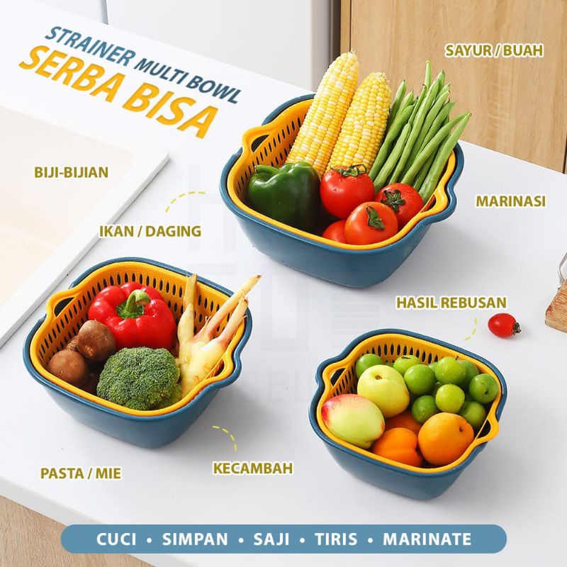 set 6 pcs  Keranjang Pengering Sayuran Buah Wadah Peniris Cuci Sayur Buah Saringan Serbaguna 6 in 1 /Keranjang Pengering JKT