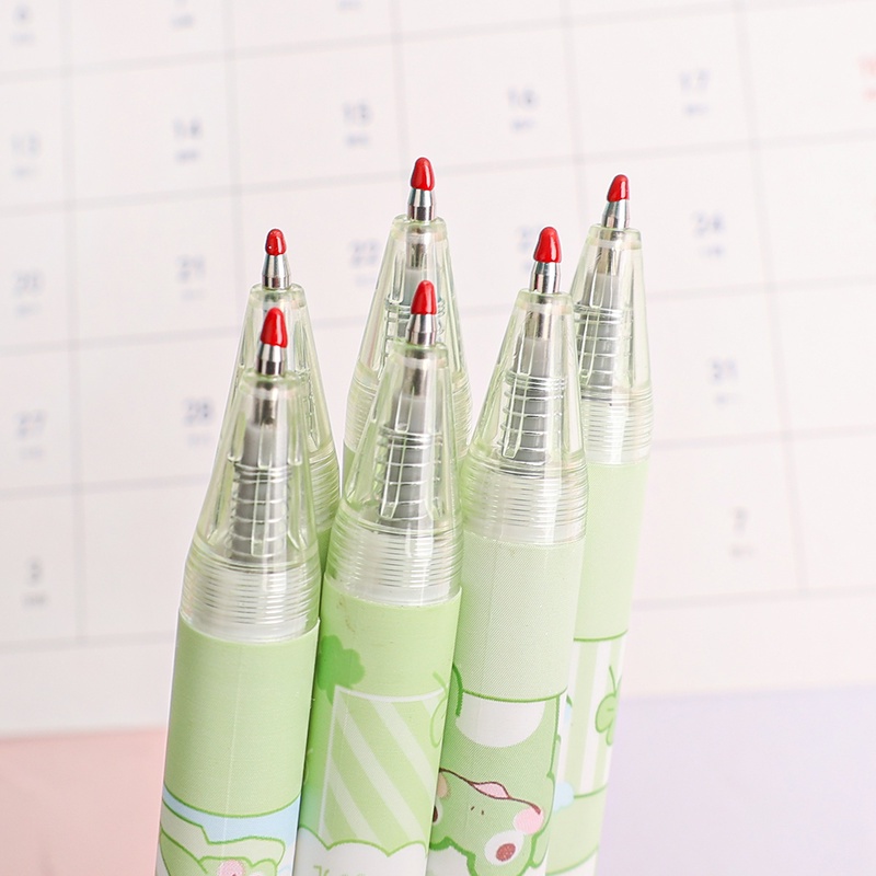 Pulpen Gel 0.5mm Tinta Hitam Motif Katak Acak Untuk Stationery Sekolah / Kantor