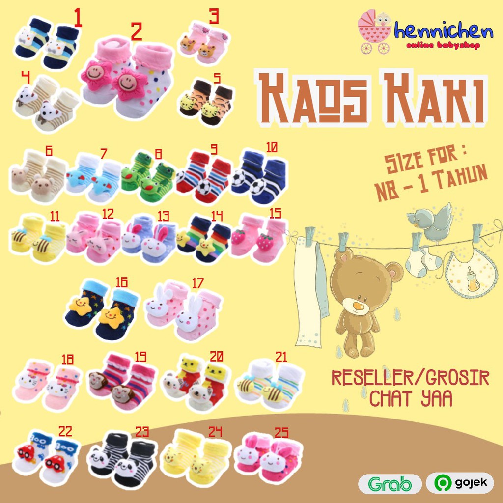 KAOS KAKI BAYI KARAKTER BONEKA 3D KAOS KAKI LUCU ANAK 0-1 TAHUN TEBAL HANGAT DENGAN ANTI SLIP