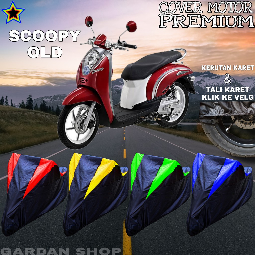 Sarung Motor SCOOPY OLD Hitam KOMBINASI Body Cover Penutup Scoopy PREMIUM