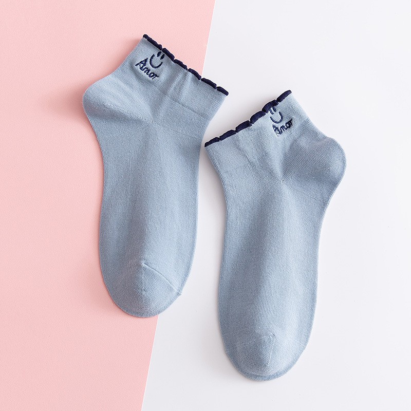 BEE - Kaos Kaki Unisex Pria Wanita / Kaos Kaki Pendek Import Ankle Socks-SC-26 BIRU