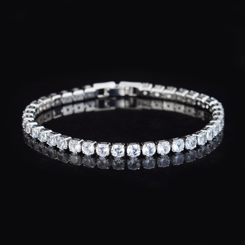 4mm Cubic Zirconia Tennis Bracelets For Women Men Iced Out Chain Silver Bracelet Men Zircon Armband CZ Pulseras Couple