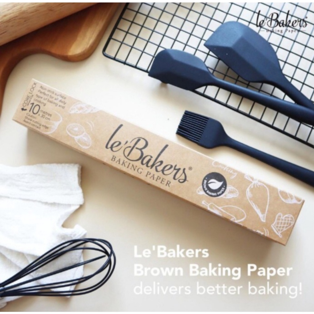 Le Bakers Baking Paper 40cm x 10 m Brown Coklat Kertas Roti