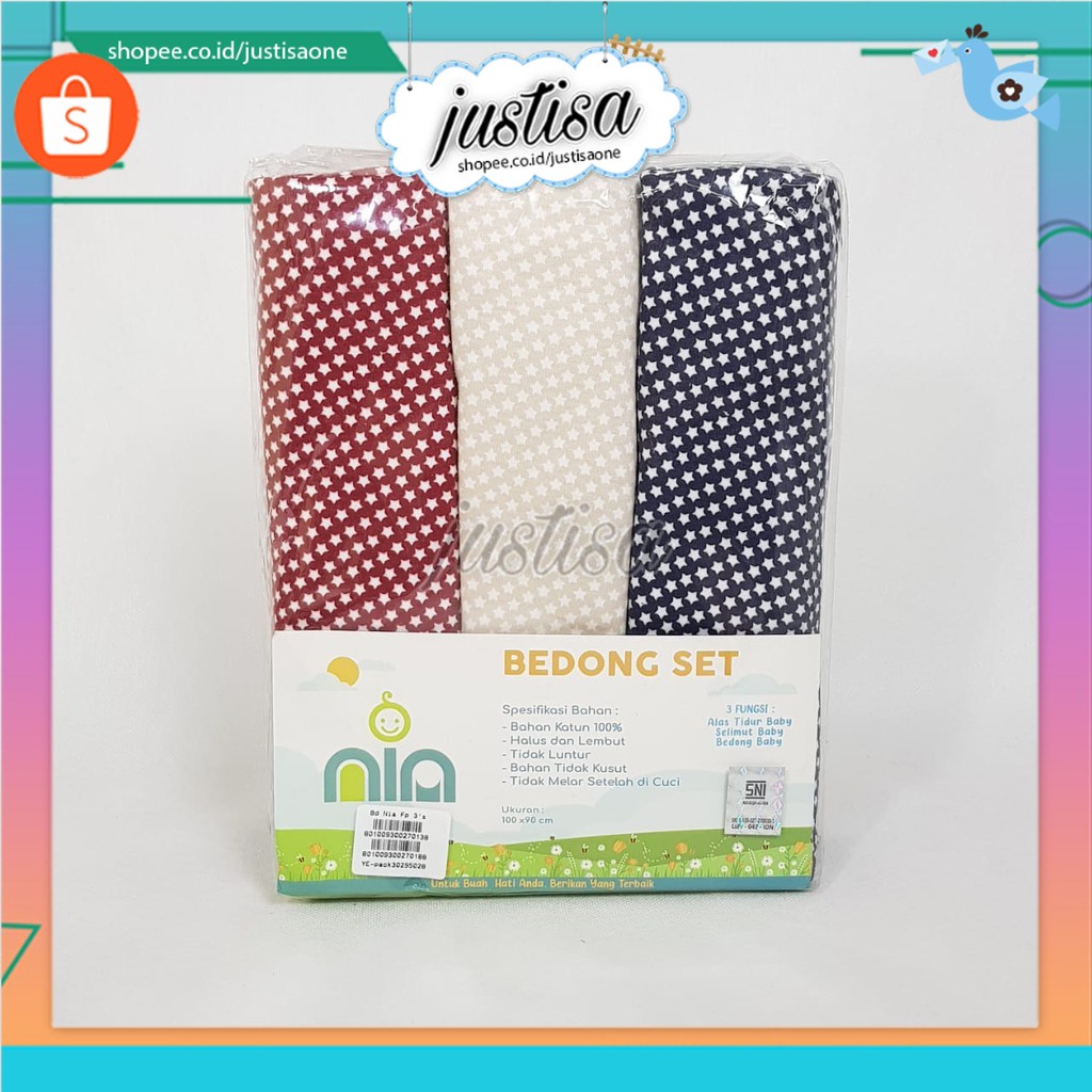 Promo  !! BEDONG VINATA STAR ISI 3PCS - BEDONG DAN SELIMUT BAYI ISI 3 - BEDONG VINATA MOTIF STAR