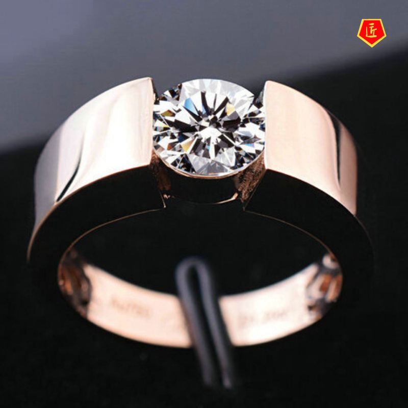 [Ready Stock]Rose Gold Couplering Inlaid Diamond Simple Fashion